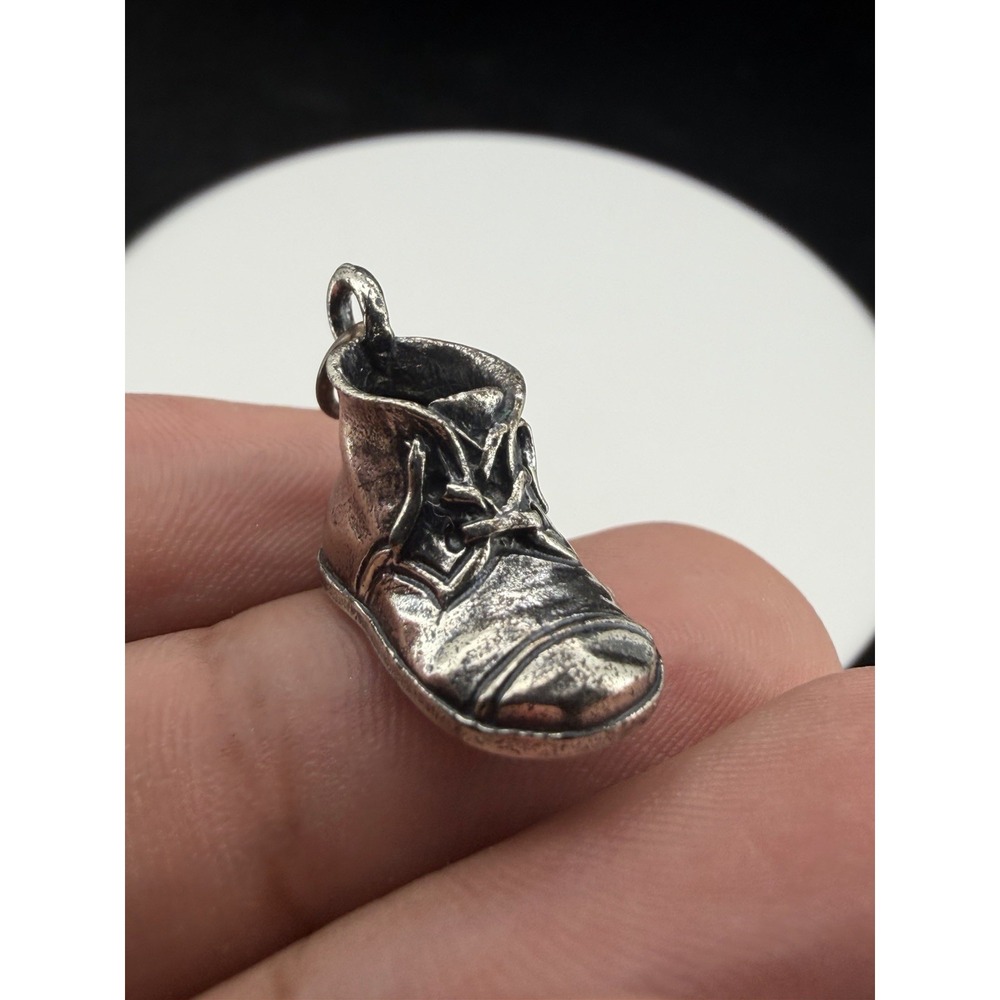 Vintage Danecraft Engraved Greg Sterling Silver Shoe Dangle Charm